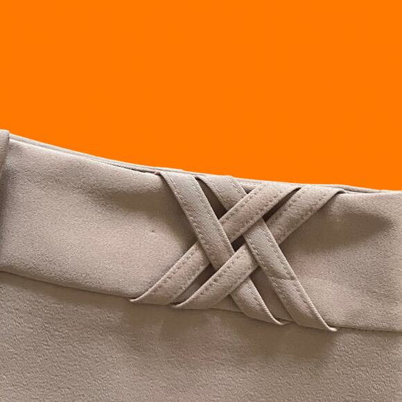 90's vintage beige khaki high waisted bodycon mini skirt Size 7 star city - Picture 5 of 6